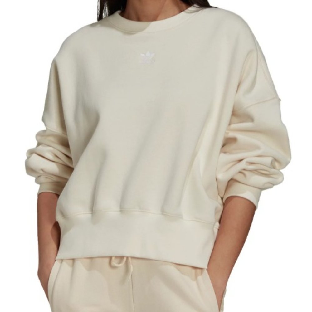 adidas Originals Women's Essentials Fleece Crew (Small / Ivory)